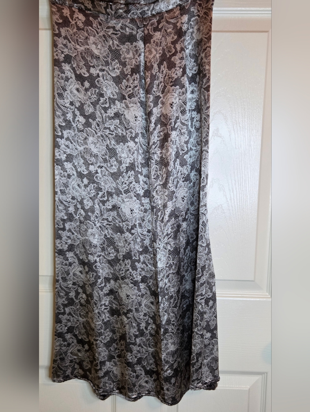 Vtg Bleu Cafe 6 Black 90th-s Silver Lace Patern Zipper Maxi Women's Skirt